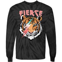 Vintage Retro Fierce Tiger Cool 80's 90's Style Lover Gift Tie-Dye Long Sleeve Shirt