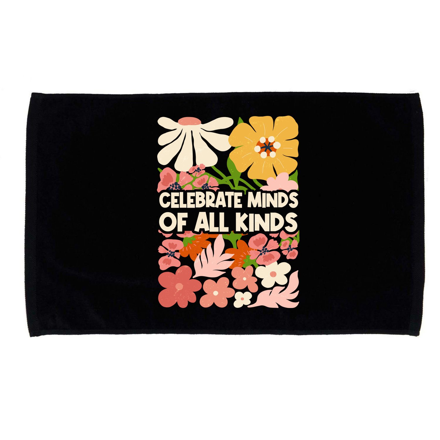 Vintage Retro Floral Celebrate Minds of All Kinds Microfiber Hand Towel