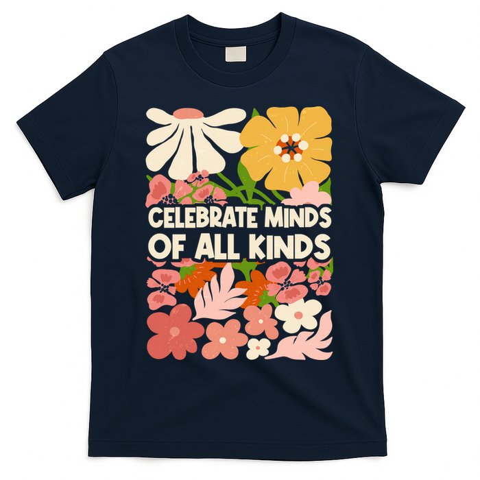 Vintage Retro Floral Celebrate Minds of All Kinds T-Shirt