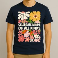 Vintage Retro Floral Celebrate Minds of All Kinds T-Shirt