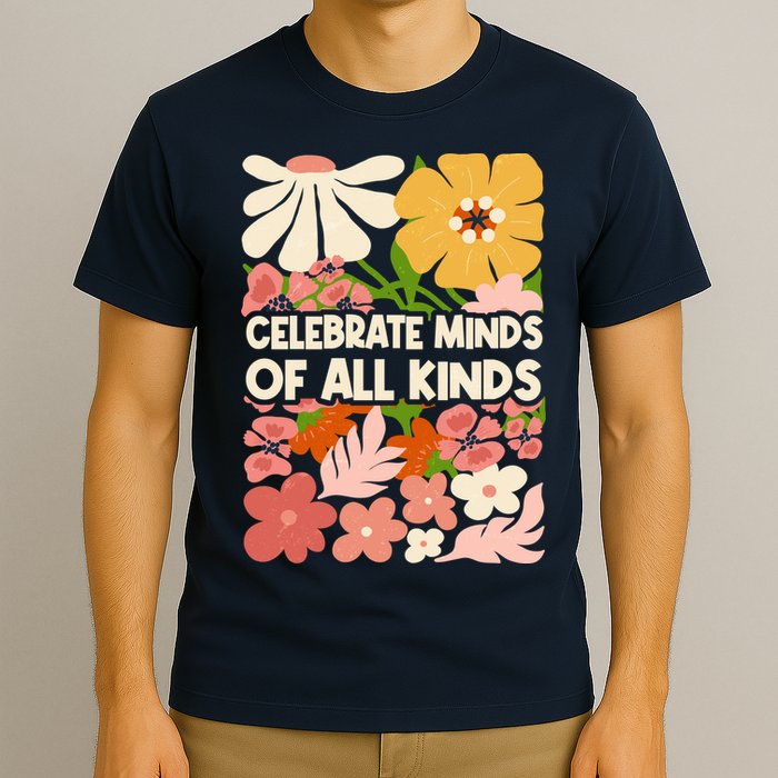 Vintage Retro Floral Celebrate Minds of All Kinds T-Shirt