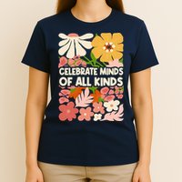 Vintage Retro Floral Celebrate Minds of All Kinds T-Shirt