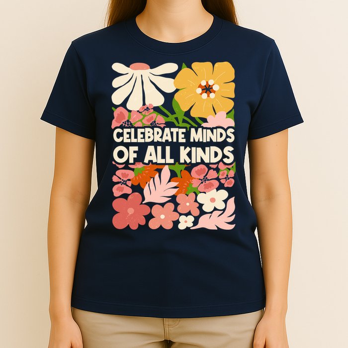 Vintage Retro Floral Celebrate Minds of All Kinds T-Shirt
