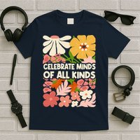 Vintage Retro Floral Celebrate Minds of All Kinds T-Shirt