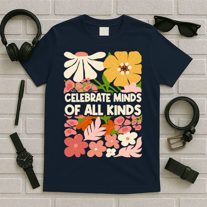 Vintage Retro Floral Celebrate Minds of All Kinds T-Shirt