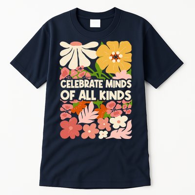 Vintage Retro Floral Celebrate Minds of All Kinds Tall T-Shirt