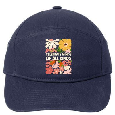 Vintage Retro Floral Celebrate Minds of All Kinds 7-Panel Snapback Hat