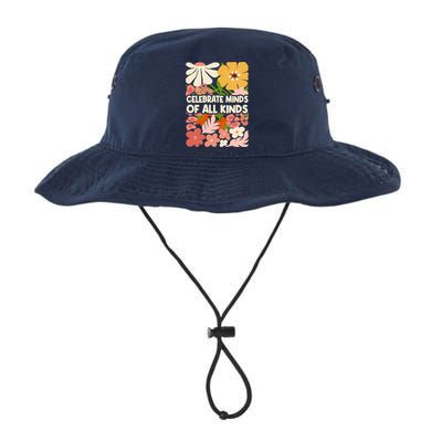 Vintage Retro Floral Celebrate Minds of All Kinds Bucket Hat