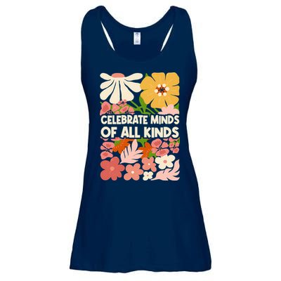Vintage Retro Floral Celebrate Minds of All Kinds Ladies Essential Flowy Tank