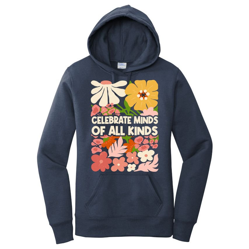 Vintage Retro Floral Celebrate Minds of All Kinds Women's Pullover Hoodie