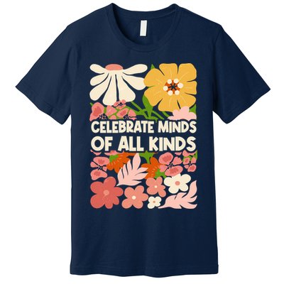 Vintage Retro Floral Celebrate Minds of All Kinds Premium T-Shirt