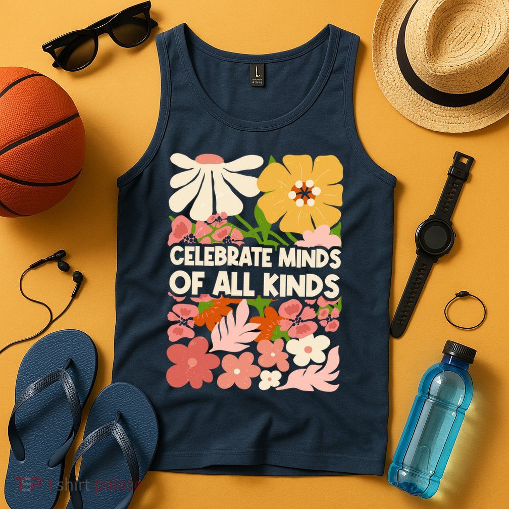 Vintage Retro Floral Celebrate Minds of All Kinds Tank Top
