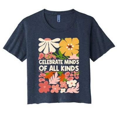 Vintage Retro Floral Celebrate Minds of All Kinds Crop Top