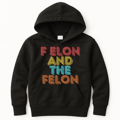 Vintage Retro F Elon And The Felon Kids Hoodie