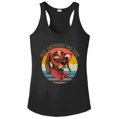 Vintage Retro Funny Best Dachshund Dad Ever Dog Lover Meaningful Gift Ladies PosiCharge Competitor Racerback Tank