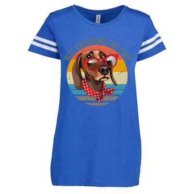 Vintage Retro Funny Best Dachshund Dad Ever Dog Lover Meaningful Gift Enza Ladies Jersey Football T-Shirt