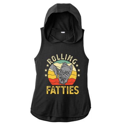 Vintage Rolling Fatties Cat Retro Kitty Kitten Meow Lover Ladies PosiCharge Tri-Blend Wicking Draft Hoodie Tank