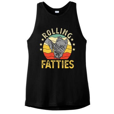 Vintage Rolling Fatties Cat Retro Kitty Kitten Meow Lover Ladies PosiCharge Tri-Blend Wicking Tank