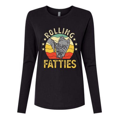 Vintage Rolling Fatties Cat Retro Kitty Kitten Meow Lover Womens Cotton Relaxed Long Sleeve T-Shirt