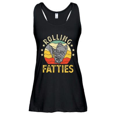 Vintage Rolling Fatties Cat Retro Kitty Kitten Meow Lover Ladies Essential Flowy Tank