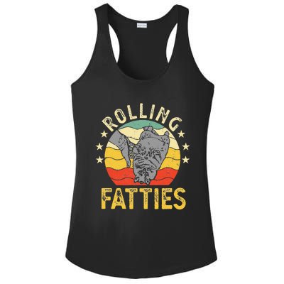 Vintage Rolling Fatties Cat Retro Kitty Kitten Meow Lover Ladies PosiCharge Competitor Racerback Tank