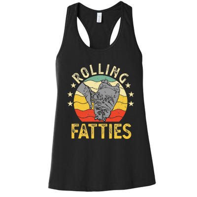 Vintage Rolling Fatties Cat Retro Kitty Kitten Meow Lover Women's Racerback Tank