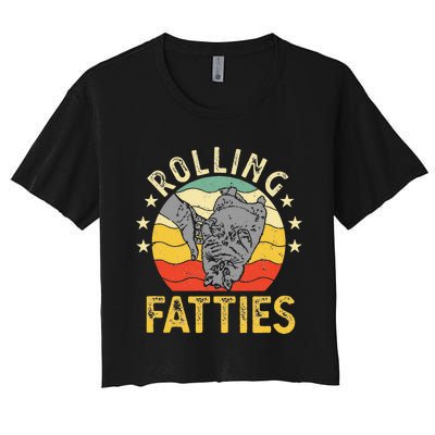 Vintage Rolling Fatties Cat Retro Kitty Kitten Meow Lover Women's Crop Top Tee