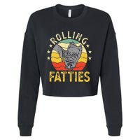 Vintage Rolling Fatties Cat Retro Kitty Kitten Meow Lover Cropped Pullover Crew