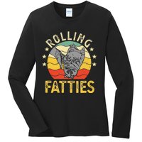 Vintage Rolling Fatties Cat Retro Kitty Kitten Meow Lover Ladies Long Sleeve Shirt