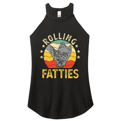 Vintage Rolling Fatties Cat Retro Kitty Kitten Meow Lover Women's Perfect Tri Rocker Tank