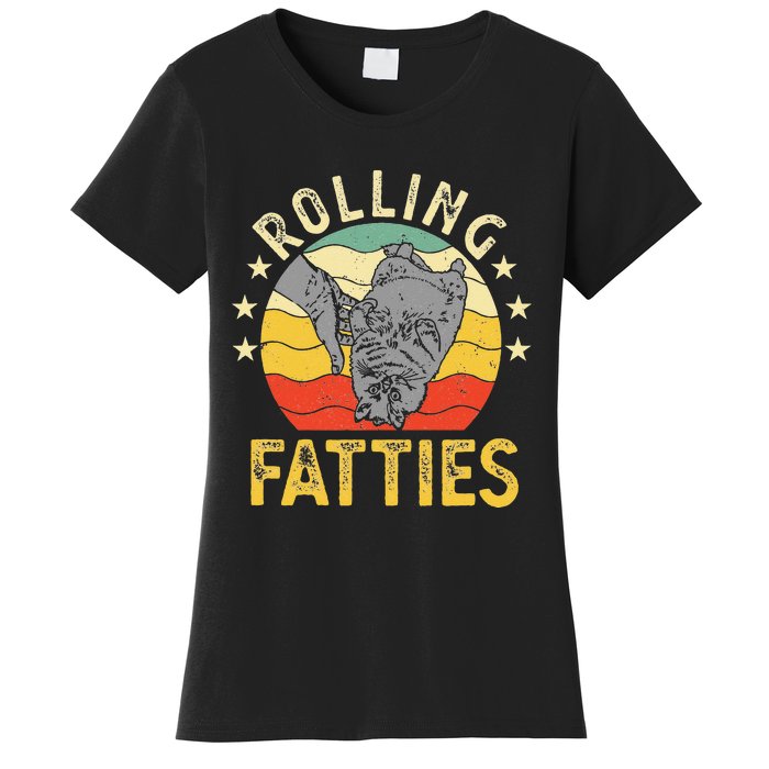 Vintage Rolling Fatties Cat Retro Kitty Kitten Meow Lover Women's T-Shirt