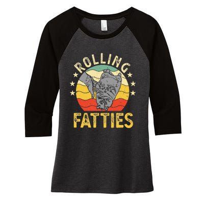 Vintage Rolling Fatties Cat Retro Kitty Kitten Meow Lover Women's Tri-Blend 3/4-Sleeve Raglan Shirt