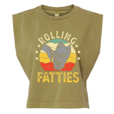 Vintage Rolling Fatties Cat Retro Kitty Kitten Meow Lover Garment-Dyed Women's Muscle Tee