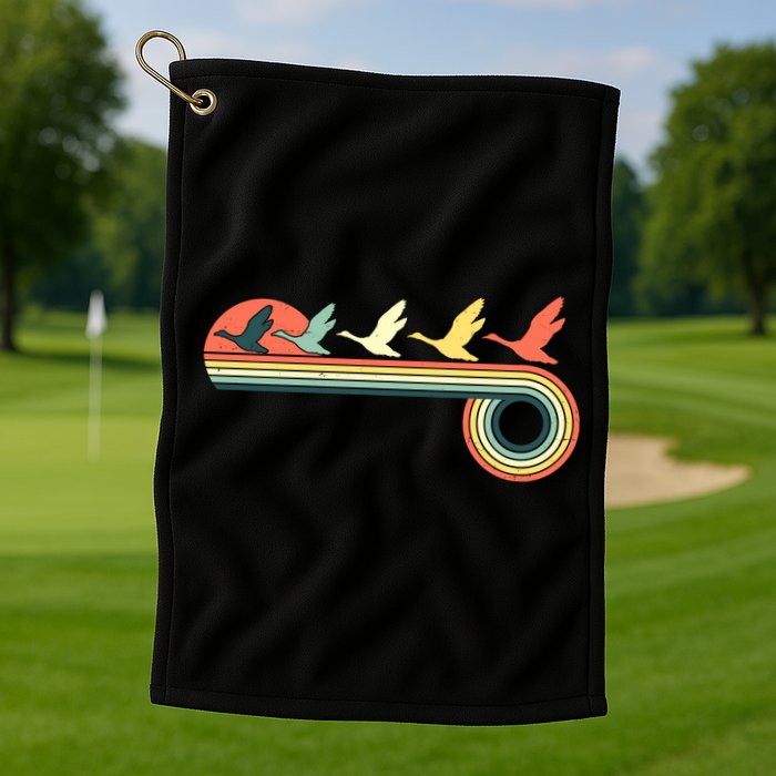 Vintage Retro Flying Geese Golf Towel