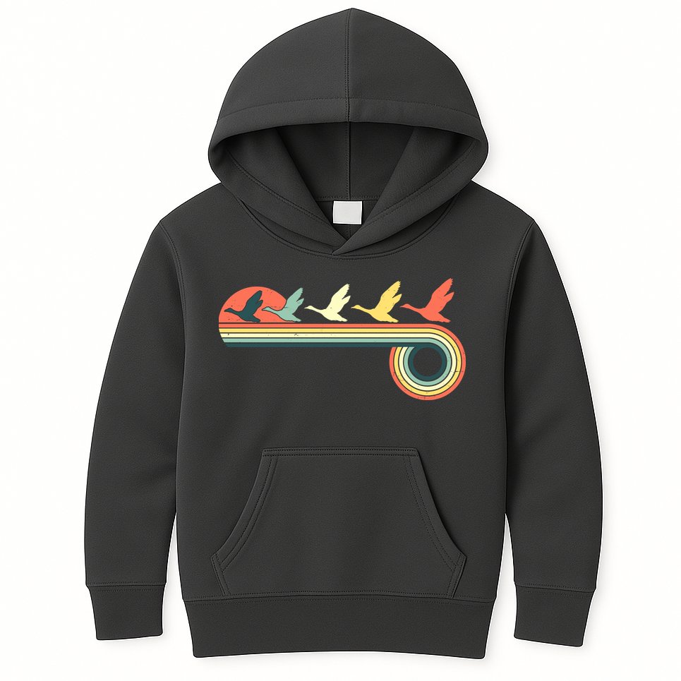 Vintage Retro Flying Geese Kids Hoodie