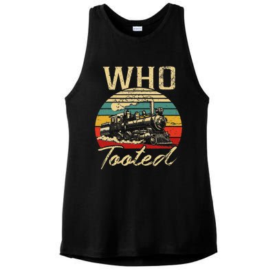 Vintage Retro Funny Train Lover Who Tooted Train Ladies PosiCharge Tri-Blend Wicking Tank