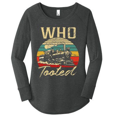 Vintage Retro Funny Train Lover Who Tooted Train Women's Perfect Tri Tunic Long Sleeve Shirt