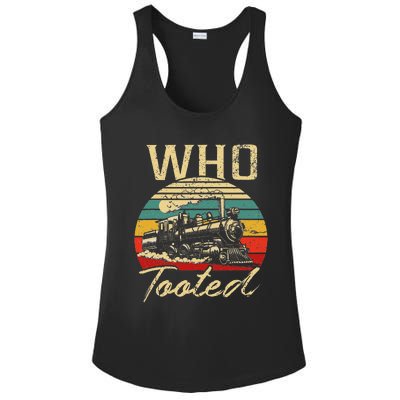 Vintage Retro Funny Train Lover Who Tooted Train Ladies PosiCharge Competitor Racerback Tank