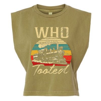 Vintage Retro Funny Train Lover Who Tooted Train Garment-Dyed Women's Muscle Tee