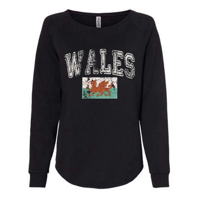 Vintage Retro Faded Wales Flag Welsh Pride Gift Womens California Wash Sweatshirt