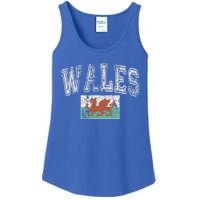 Vintage Retro Faded Wales Flag Welsh Pride Gift Ladies Essential Tank