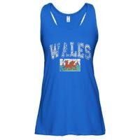 Vintage Retro Faded Wales Flag Welsh Pride Gift Ladies Essential Flowy Tank