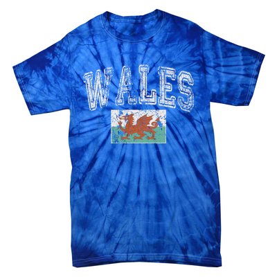 Vintage Retro Faded Wales Flag Welsh Pride Gift Tie-Dye T-Shirt