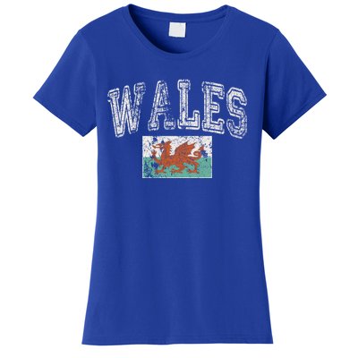 Vintage Retro Faded Wales Flag Welsh Pride Gift Women's T-Shirt