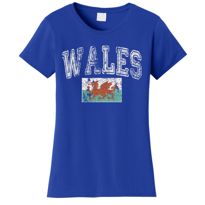 Vintage Retro Faded Wales Flag Welsh Pride Gift Women's T-Shirt