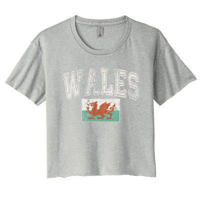 Vintage Retro Faded Wales Flag Welsh Pride Gift Women's Crop Top Tee