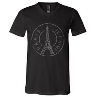 Vintage Retro France Eiffel Tower Paris Je TAime I Love You V-Neck T-Shirt