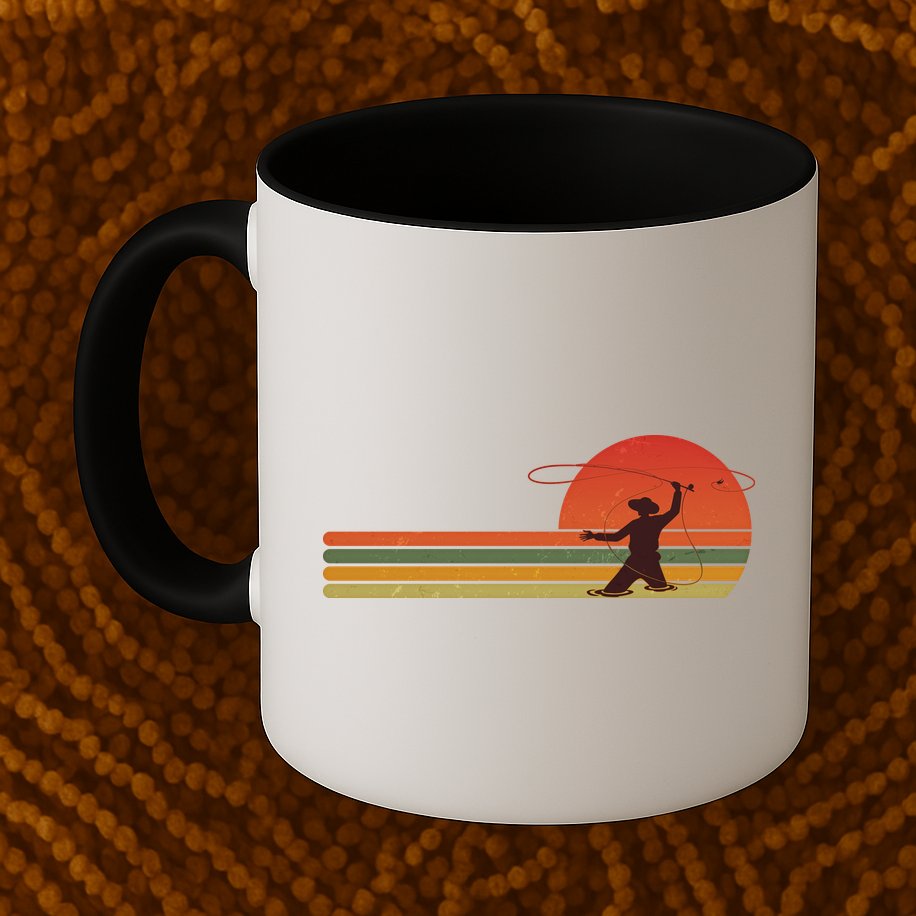 Vintage Retro Fly Fisherman Fishing Fan Mug