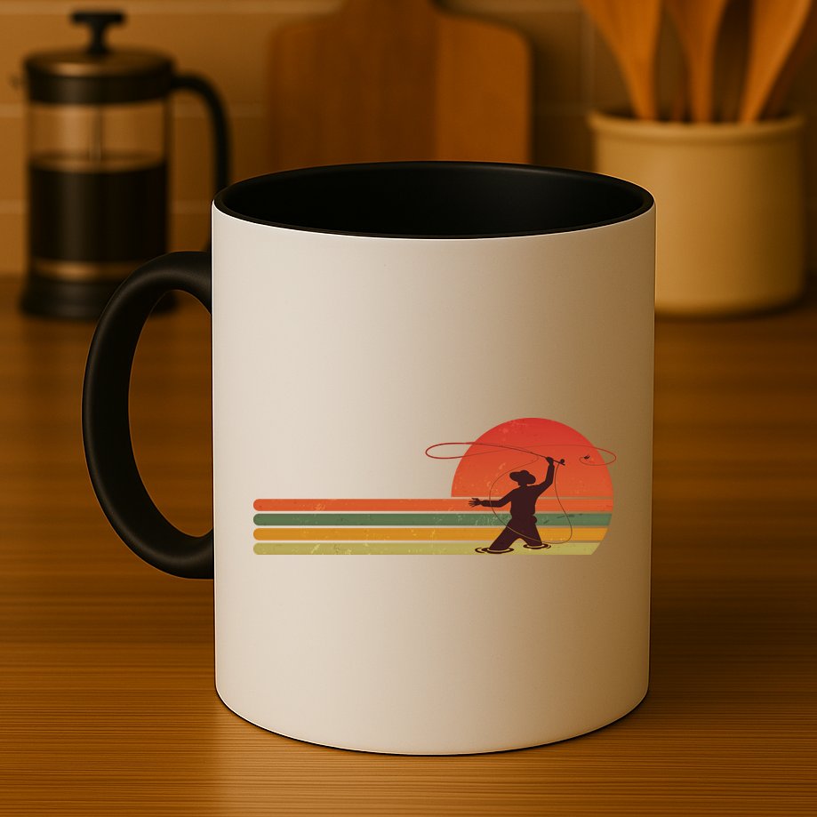 Vintage Retro Fly Fisherman Fishing Fan Mug