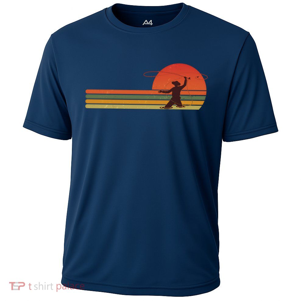 Vintage Retro Fly Fisherman Fishing Fan Performance Shirt